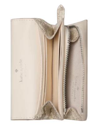 Kate Spade New York Kayla Snake Small L-zip Flap Wallet  Natural 