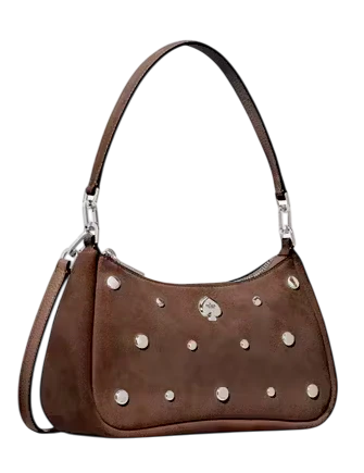 Kate Spade New York Kayla Suede Studs Small Convertible Shoulder Bag Hot Fudge