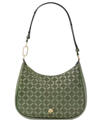 Kate Spade New York Kayla Woven Leather Large Shoulder Bag Cedar Stand