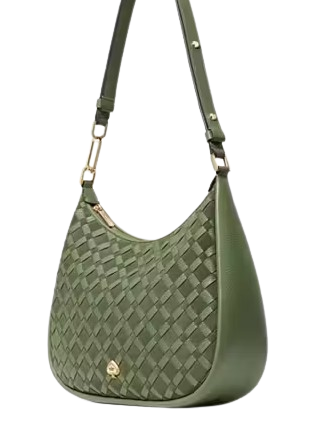 Kate Spade New York Kayla Woven Leather Large Shoulder Bag Cedar Stand