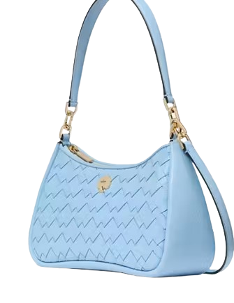 Kate Spade New York Kayla Woven Leather Small Convertible Shoulder Bag Montauk Blue