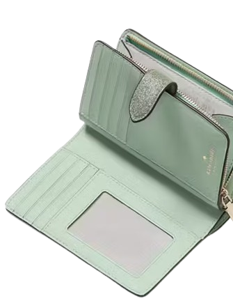 Kate Spade New York Kenzie Boxed Glitter Medium Compact Wallet Seawater