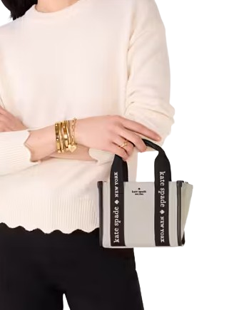 Kate Spade New York Kip Canvas Mini Tote Black Natural