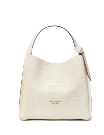 Kate Spade New York Knott Croc-embossed Medium Crossbody Tote Halo White 