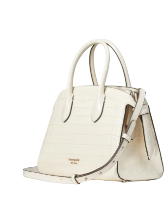 Kate Spade New York Knott Croc-embossed Medium Zip-top Satchel Halo White