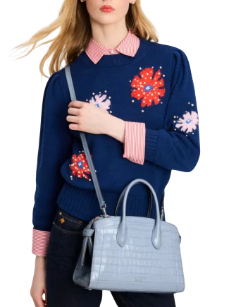 Kate Spade New York Knott Croc-embossed Medium Zip-top Satchel  North Star 