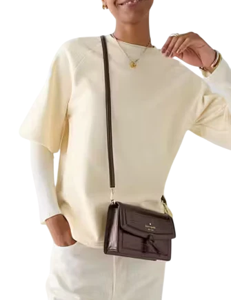 Kate Spade New York Knott Croc Embossed Mini Flap Crossbody Hot Fudge