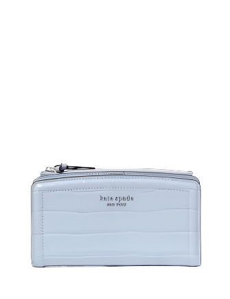Kate Spade New York Knott Croc embossed Zip Slim Wallet North Star