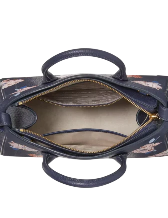 Kate Spade New York Knott Dotty Floral Embossed Medium Zip-top Satchel Parisian Navy 