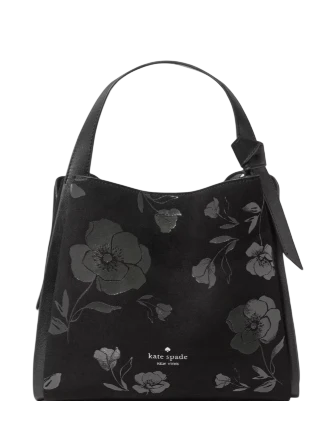 Kate Spade New York Knott Floral Suede Carryall Bag Black