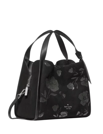 Kate Spade New York Knott Floral Suede Carryall Bag Black