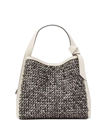 Kate Spade New York Knott Raffia Tweed Medium Crossbody Tote  Parchment 