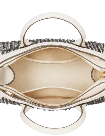 Kate Spade New York Knott Raffia Tweed Medium Zip-top Satchel  Parchment 