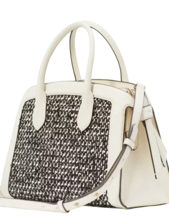 Kate Spade New York Knott Raffia Tweed Medium Zip-top Satchel  Parchment 