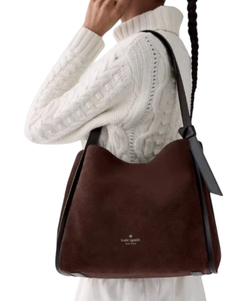 Kate Spade New York Knott Suede Large Carryall Hot Fudge