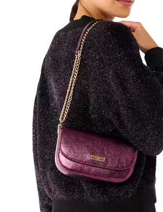 Kate Spade New York Krista Metallic Chain Flap Crossbody Dark Raspberry