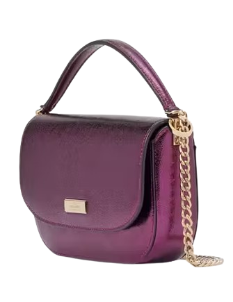 Kate Spade New York Krista Metallic Chain Flap Crossbody Dark Raspberry