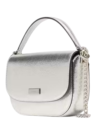 Kate Spade New York Krista Metallic Chain Flap Crossbody Silver