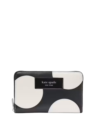 Kate Spade New York Label Dot Applique Medium Zip Around Wallet Black