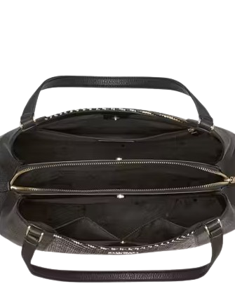 Kate Spade New York Lena Straw Triple Compartment Shoulder Black