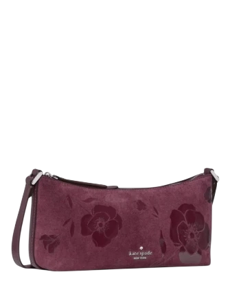 Kate Spade New York Lenox Floral Suede Mini Crossbody Bag Deep Cherry