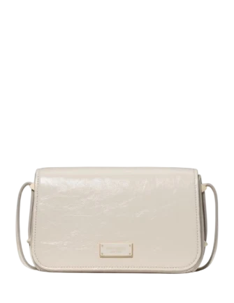 Kate Spade New York Liv Crinkle Patent Crossbody Bag Cashew Milk