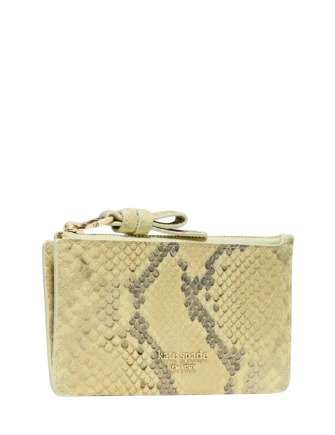 Kate Spade New York Loop Snake Embossed Zip Card Case Pale Citron