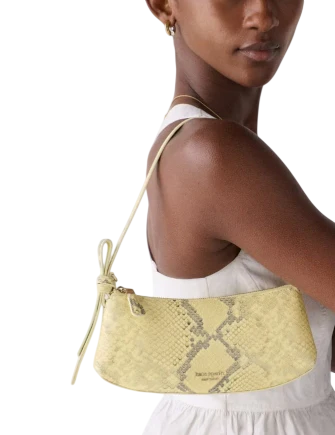 Kate Spade New York Loop Snake Emossed Pochette Bag Pale Citron