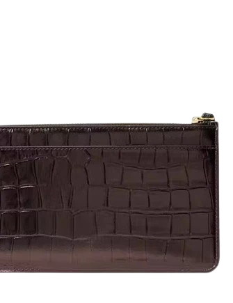 Kate Spade New York Lucy Croc Embossed Medium L-Zip Wristlet Hot Fudge
