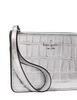 Kate Spade New York Lucy Croc Embossed Small L-zip Card Holder Wristlet Silver