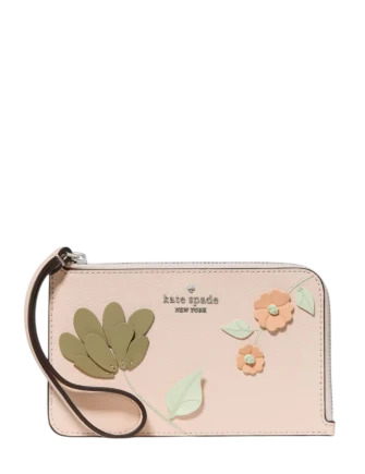 Kate Spade New York Lucy Floral Small Card Holder Wristlet  Fresh Peach 