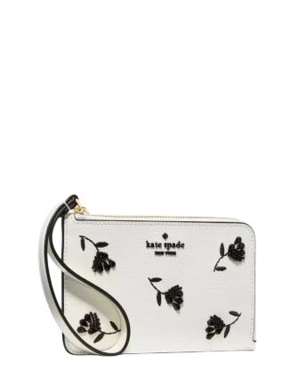 Kate Spade New York Lucy Floral Small Card Holder Wristlet Meringue 