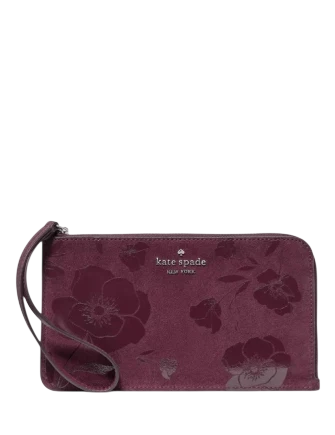 Kate Spade New York Lucy Floral Suede Medium Wristlet