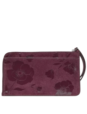 Kate Spade New York Lucy Floral Suede Medium Wristlet Deep Cherry