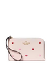 Kate Spade New York Lucy Heart Studs Small L-zip Wristlet  Powdered Sugar 