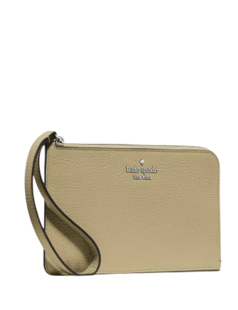 Kate Spade New York Lucy Pebbled Leather Medium L-zip Wristlet Elm
