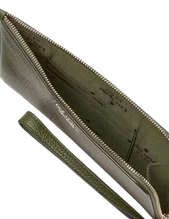 Kate Spade New York Lucy Pebbled Leather Medium L-zip Wristlet Enchanted Green