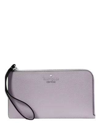 Kate Spade New York Lucy Pebbled Leather Medium L-zip Wristlet Lavender