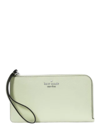 Kate Spade New York Lucy Pebbled Leather Medium L-zip Wristlet Lime Frosting