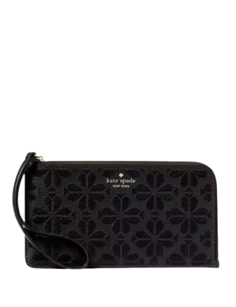Kate Spade New York Lucy Spade Flower Embroidered Medium L-zip Wristlet