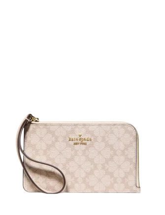 Kate Spade New York Lucy Spade Flower Small Card Holder Wristlet  Dark Beige 