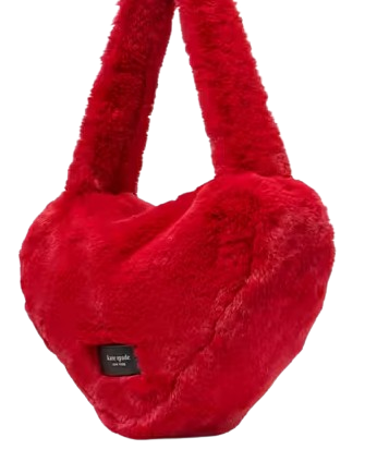 Kate Spade New York Luver Faux Fur Heart Tote Cherry Rouge
