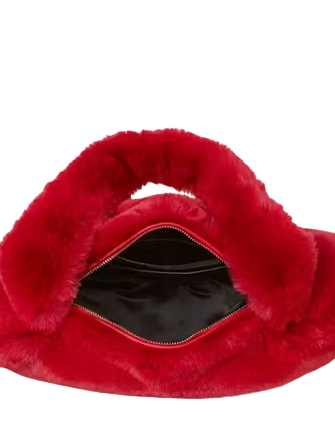 Kate Spade New York Luver Faux Fur Heart Tote Cherry Rouge