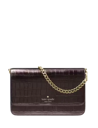 Kate Spade New York Madison Croc Embossed Willow Medium Convertible Crossbody Hot Fudge