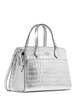 Kate Spade New York Madison Metallic Croc Embossed Medium Satchel Silver