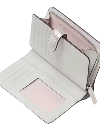 Kate Spade New York Madison Metallic Medium Compact Bifold Wallet Lunar Light