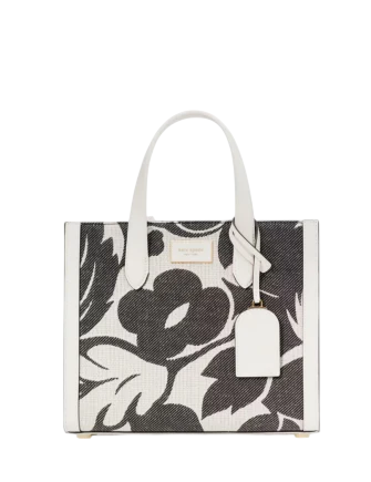 Kate Spade New York Manhattan Tropical Foliage Canvas Jacquard Small Tote Black Multi