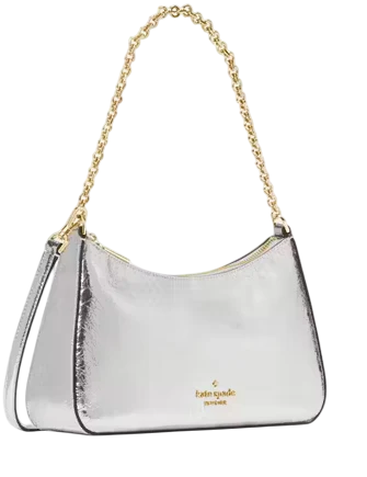 Kate Spade New York Margot Crinkle Metallic Convertible Crossbody Silver