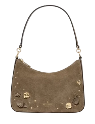 Kate Spade New York Margot Embellished Suede Medium Shoulder Bag Shell