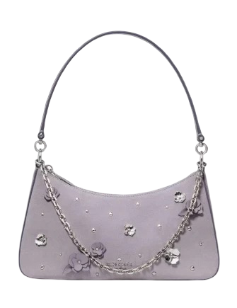 Kate Spade New York Margot Embellished Suede Shoulder Bag Icy Lavender 